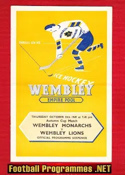 Wembley Monarchs Ice Hockey v Wembley Lions 1949