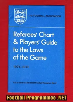 Referee Football Rules Laws Chart Book - 1971 - 1972