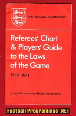 Referee Football Rules Laws Chart Book - 1970 - 1971