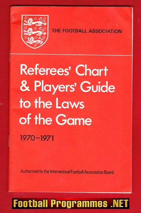 Referee Football Rules Laws Chart Book - 1970 - 1971