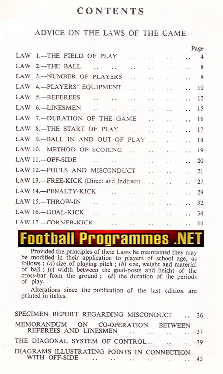 Referee Football Rules Laws Chart Book - 1970 - 1971
