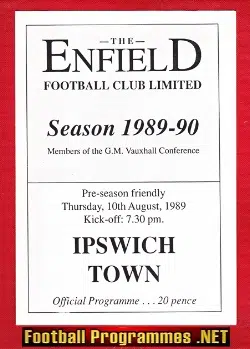 Enfield v Ipswich Town 1989 – Pre Season Friendly Match