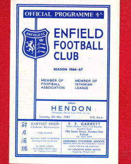 Enfield v Hendon 1967 – Senior Cup Final – Signed