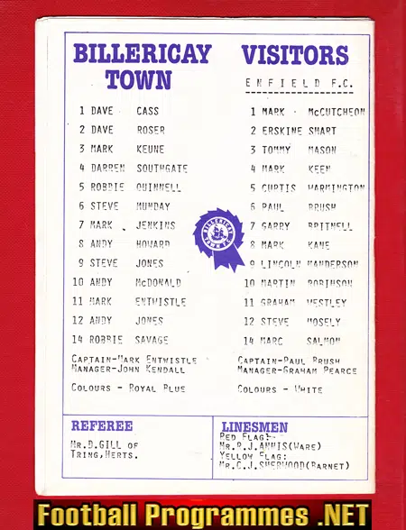 Billericay Town v Enfield 1991