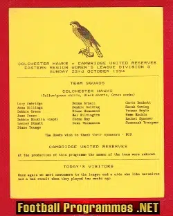 Colchester United Hawks Ladies v Cambridge United 1994 - Womens Football