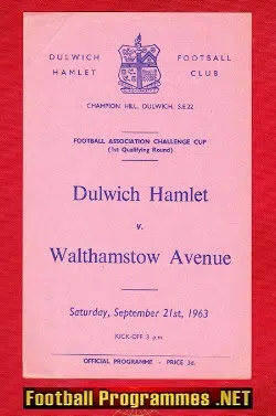 Dulwich Hamlet v Walthamstow Avenue 1963