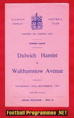 Dulwich Hamlet v Walthamstow Avenue 1961
