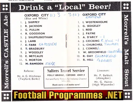 Oxford City v Enfield 1966