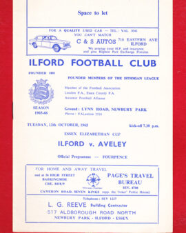 Ilford v Aveley 1965 – Elizabethan Cup Essex
