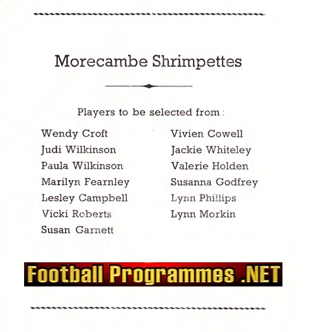 Morecambe Shrimpettes Ladies v Moor Hospital Social Club 1975 - Womens