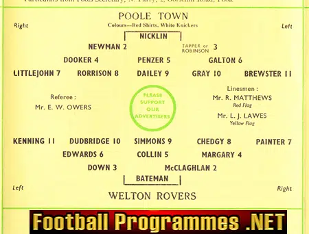 Poole Town v Welton Rovers 1962