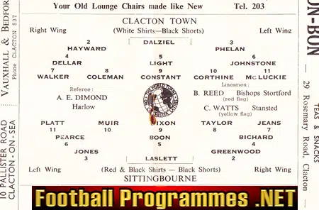 Clacton Town v Sittingbourne 1963
