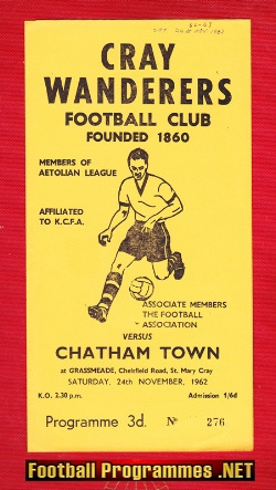 Cray Wanderers v Chatham Town 1962 – at Grassmeade