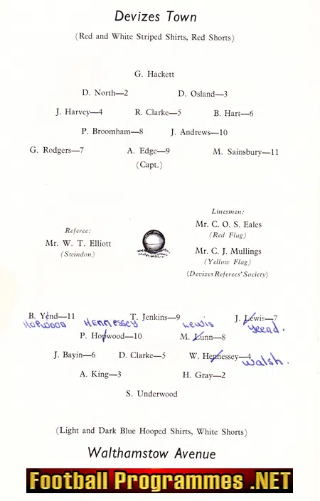 Devizes Town v Walthamstow Avenue 1965 - Opening New Ground