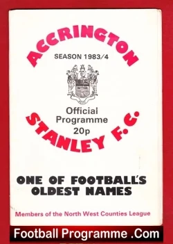 Accrington Stanley v Bootle 1983 - plus prize draw ticket - football memorabilia
