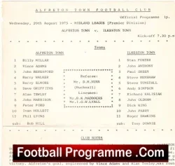 Alfreton Town v Ilkeston 1975 - football programme