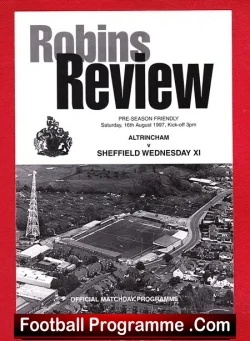 Altrincham v Sheffield Wednesday 1997 - Pre Season Friendly - football programme