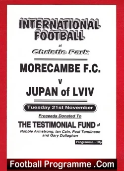 Armstrong - Cain Dullagham Testimonial Benefit Morecambe SIGNED - football programme