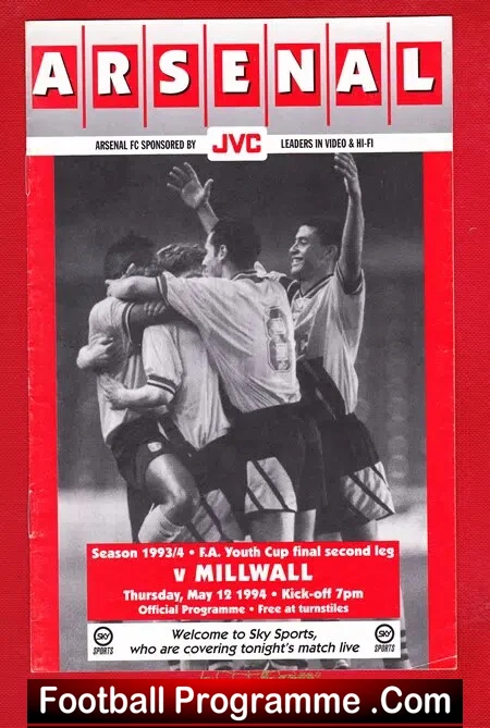 Arsenal v Millwall 1994 – Youth Cup Final 2nd Leg
