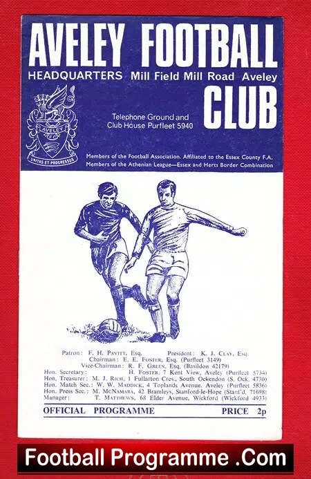 Aveley v Maidenhead United 1973