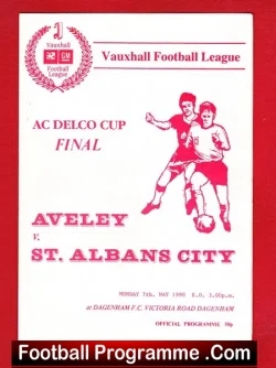 Aveley v St Albans City 1990 - Cup Final at Dagenham - football programme