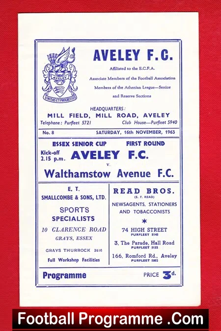 Aveley v Walthamstow Avenue 1963 – Essex Senior Cup