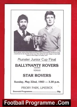 Ballynanty Rovers v Star Rovers 1983 - Ireland Schoolboys Final - football programme