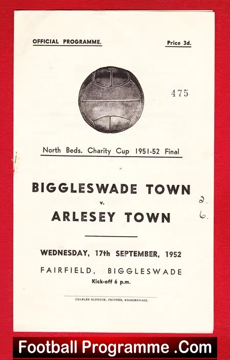 Biggleswade Town v Arlesey Town 1952 – Bedfordshire Cup Final