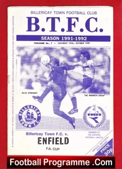Billericay Town v Enfield 1991 - football programme