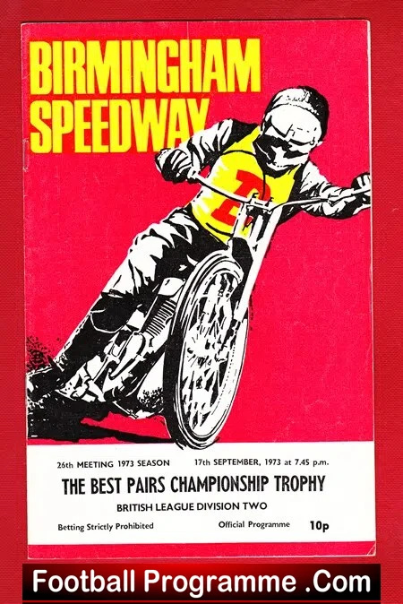Birmingham Speedway Best Pairs Championship Trophy 1973