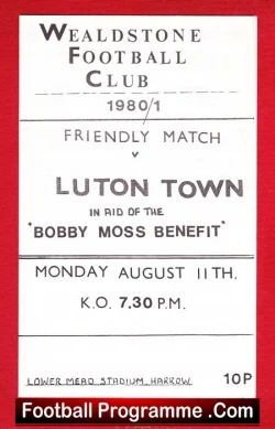 Bobby Moss Testimonial Benefit Match Wealdstone 1980