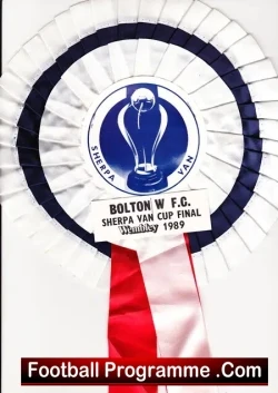 Bolton Wanderers Cup Final Large Football Rosette 1989