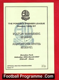 Bolton Wanderers v Manchester United 1997 Reserves Match Scholes