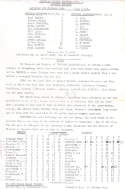 Boreham Wood v Croydon Amateurs 1969 – Reserves Match