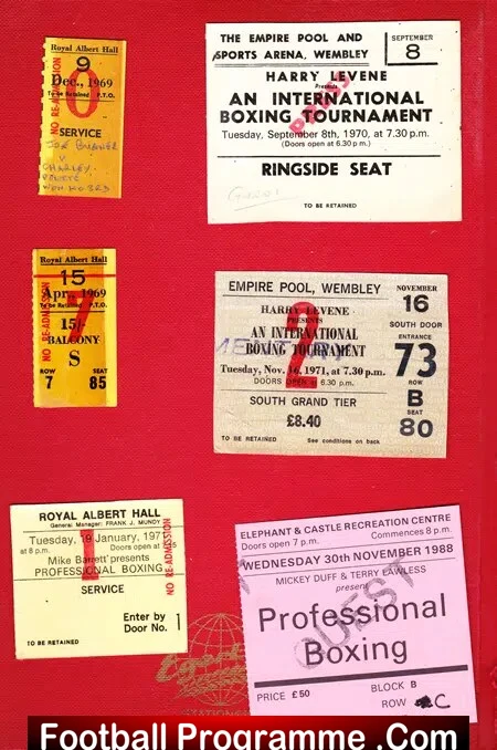 Boxing Tickets Collection 1960s onwards