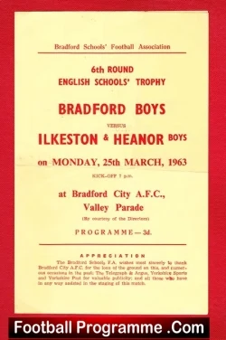 Bradford Boys v Ilkeston Heanor 1963 – Schoolboys Trophy