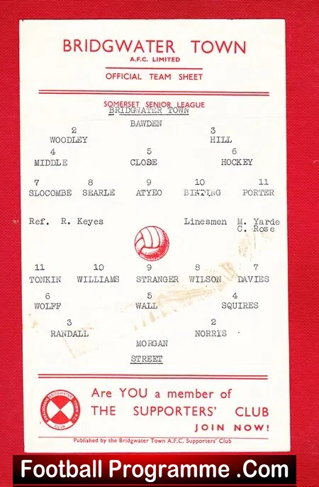 Bridgwater Town v Street 1960s – Somerset Senior League 60s ?