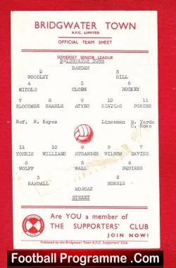 Bridgwater Town v Street 1960s – Somerset Senior League 60s ?