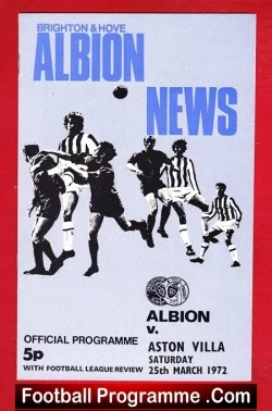 Brighton Hove Albion v Aston Villa 1972