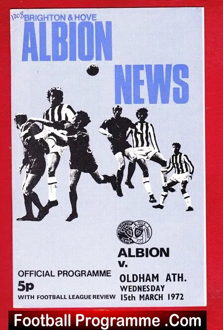 Brighton Hove Albion v Oldham Athletic 1972