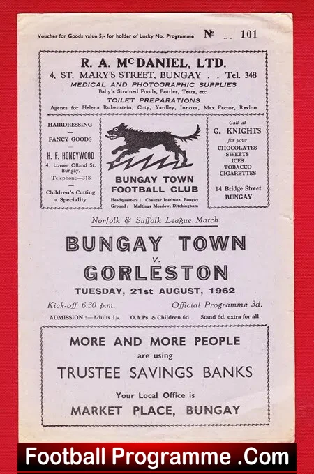 Bungay Town v Gorleston 1962 – Norfolk Suffolk League