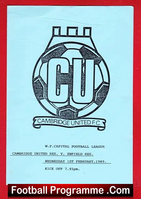 Cambridge United v Enfield 1989 – Reserves Match