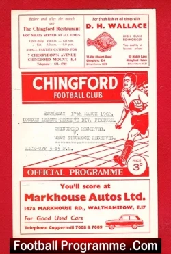 Chingford Town v West Thurrock 1962 – Reserves Match