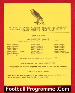 Colchester United Hawks Ladies v Cambridge United 1994 – Womens Football
