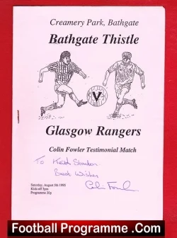Colin Fowler Testimonial Benefit Bathgate Thistle 1995 – SIGNED