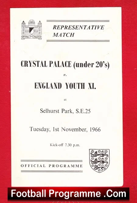 Crystal Palace v England Youth 1966 – Brooking + Royle