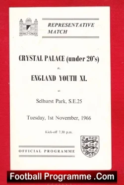 Crystal Palace v England Youth 1966 – Brooking + Royle