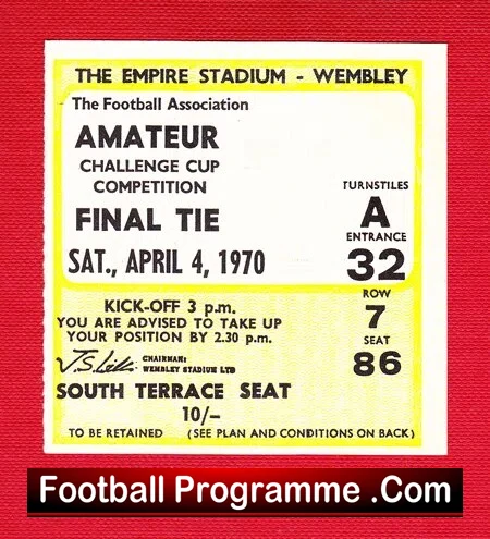Dagenham v Enfield 1970 - Amateur Cup Final + Ticket