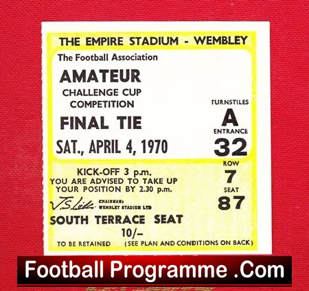 Dagenham v Enfield 1970 – Amateur Cup Final Football Ticket