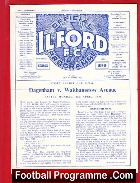 Dagenham v Walthamstow Avenue 1956 – Essex Senior Cup Final